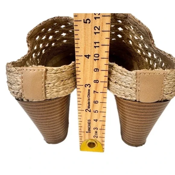 Comfort est. 1946 Woven Mules Women 8W Natural Boho Straw Block Heel Shoes - Picture 9 of 16